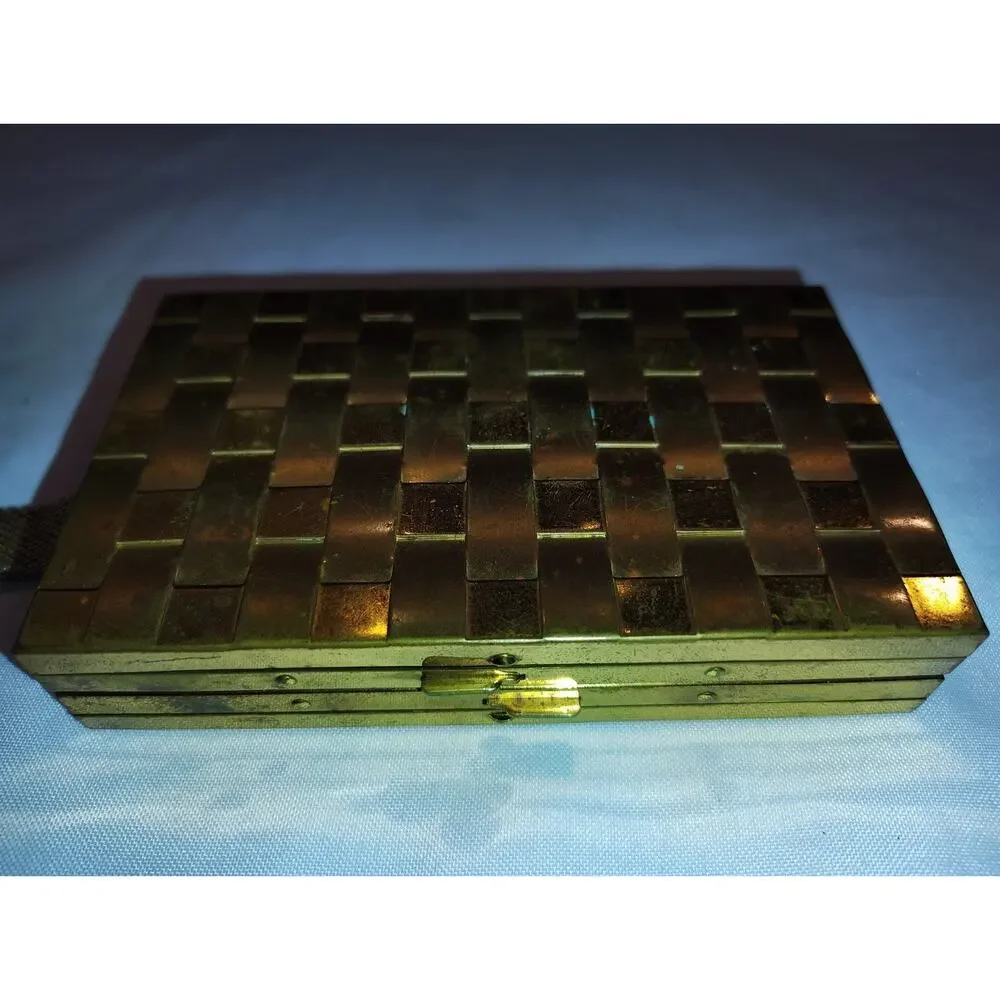 Vintage 1950’s Gold Tone Metal Basketweave Mesh Clutch/Evening Bag- Art Deco